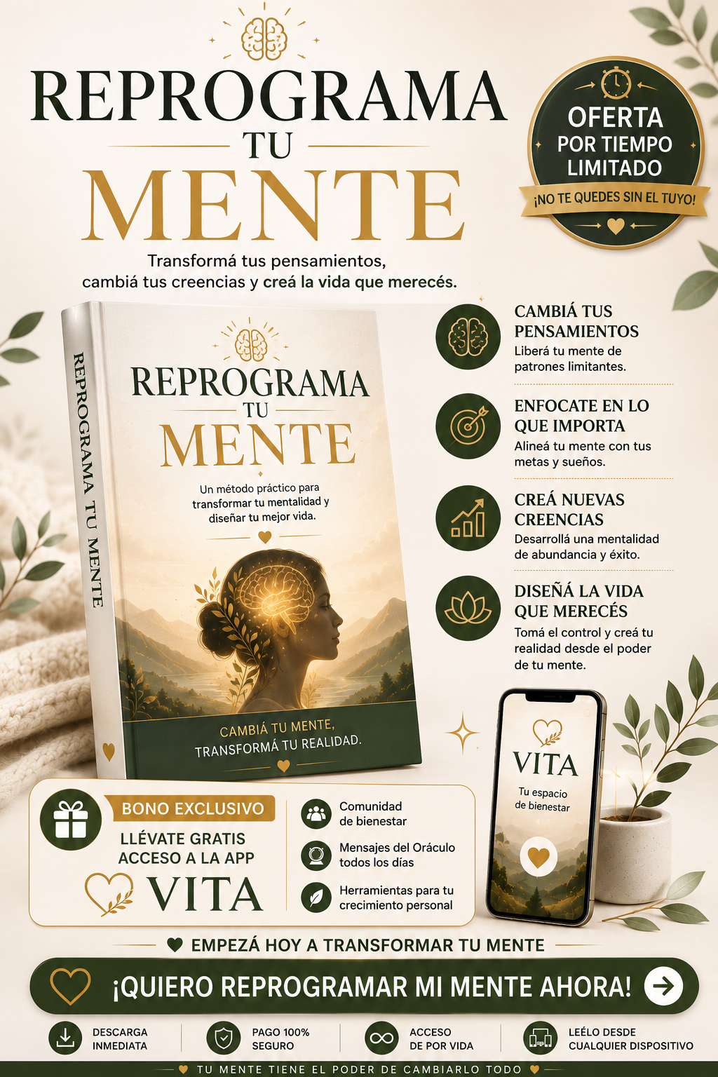 REPROGRAMA TU MENTE Transformá tus pensamientos y empezá a crear la vida que soñás.