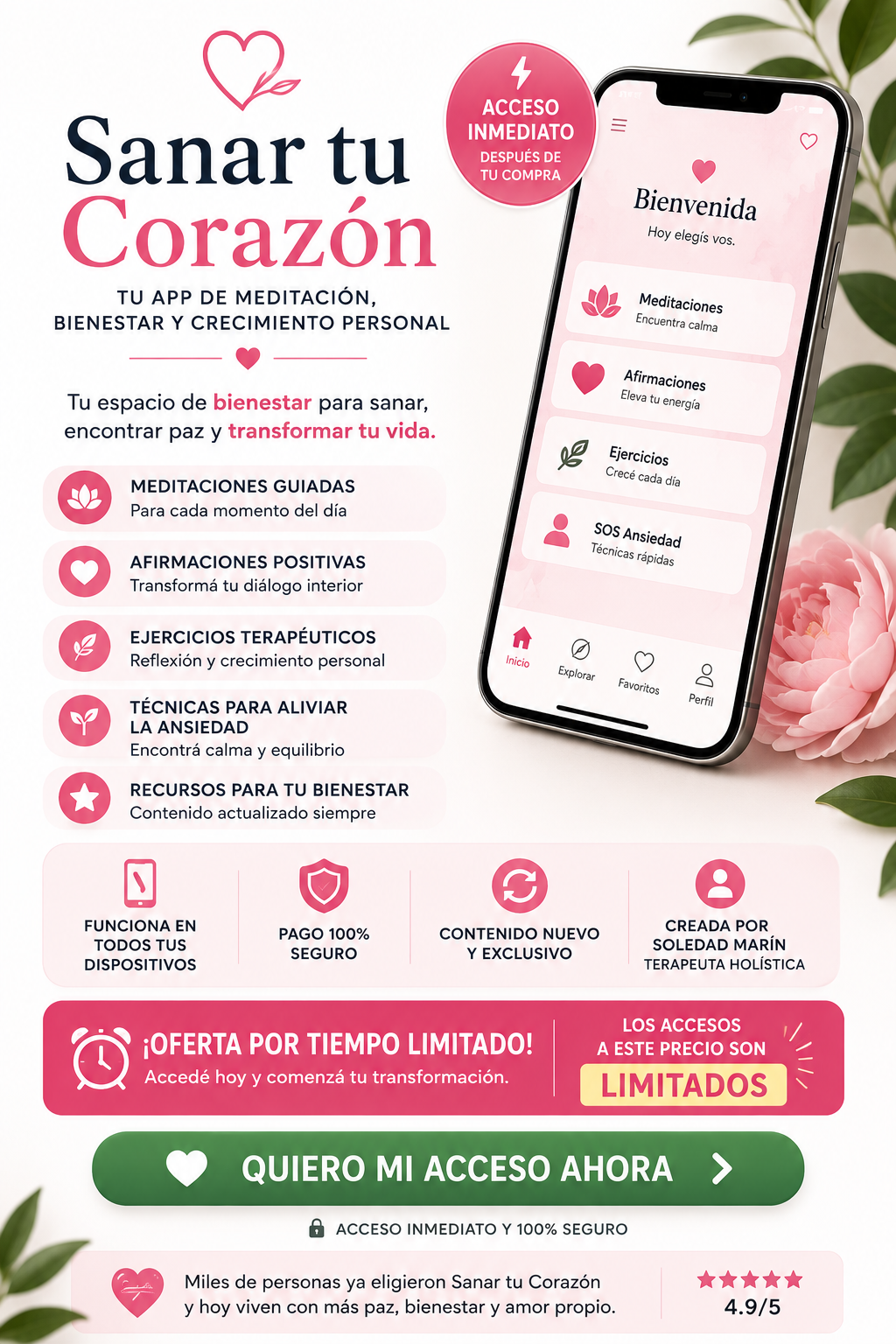 App Sanar tu Corazón 💗 | Meditaciones, Afirmaciones y Bienestar Diario